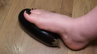 #2 BBW plays with eggplant with her feet