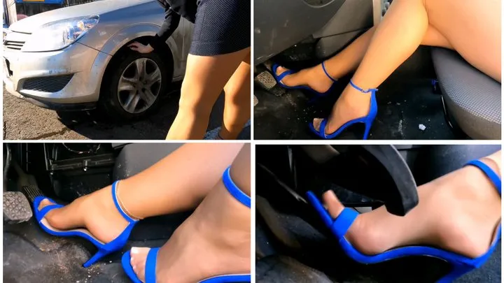 Sexy girl has stolen the car and punished with hard revving