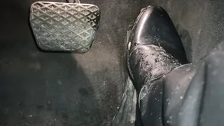 Sexy pedal pumping scene in leather boots