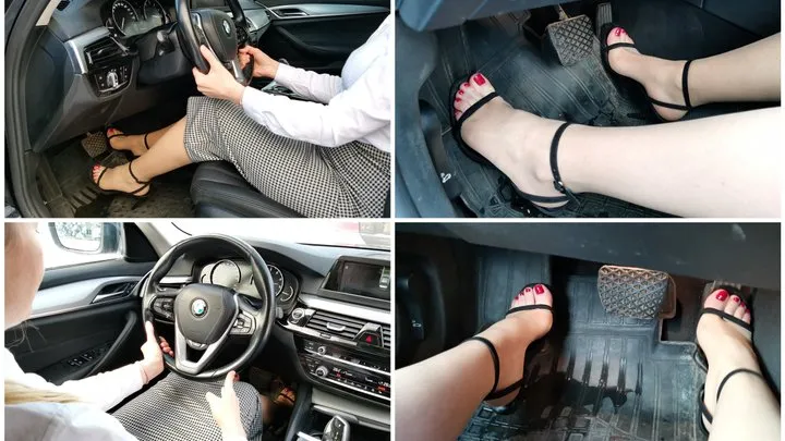 Hard revving and pedal pumping in BMW in outfit from