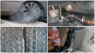 Sexy nurse makes extremely hard burnouts and totally crushes new tires