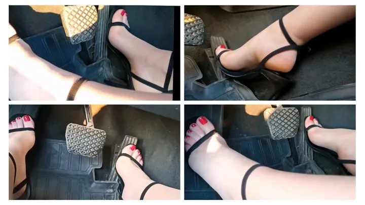 Hard revving and pedal pumping in BMW sexy pointed toes pretty sandals