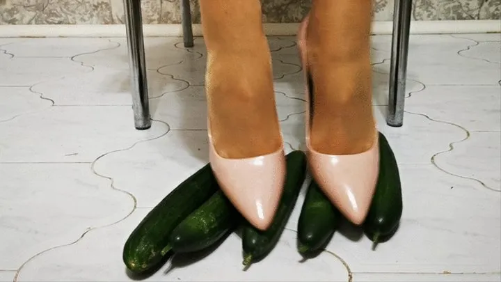 Crush cucumbers in sexy Michael Kors high heels pumps urethra crush imitation