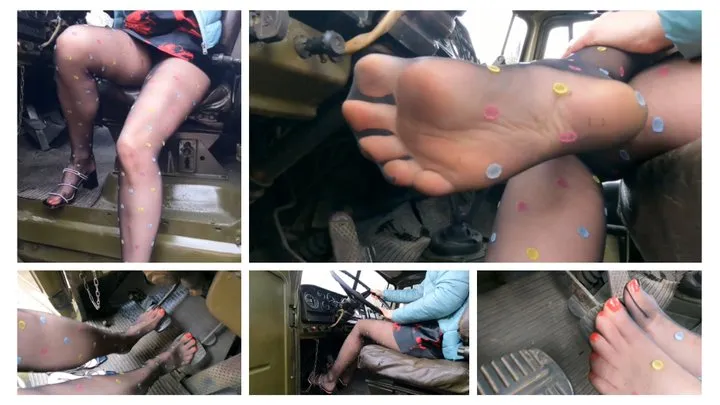 Sexy pedal pumping in russian monster truck URAL 255