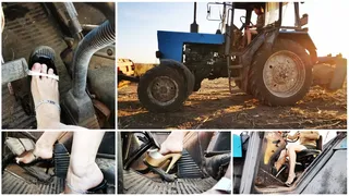 Hard revving in russian powerful tractor Belarus pedal pumping