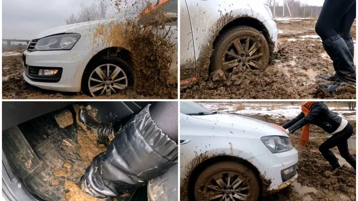 CAR STUCK PREMIERE: Emily has problems in deep soft first mud