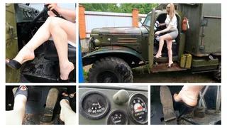 EXCLUSIVE PREMIERE: Sexy Emily makes brutal revving in old russian ZIL 157