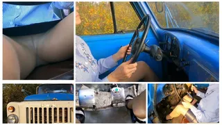 EXCLUSIVE PREMIERE: SEXY GIRL DRIVES TRUCK GAZ 53 UPSKIRT!!!