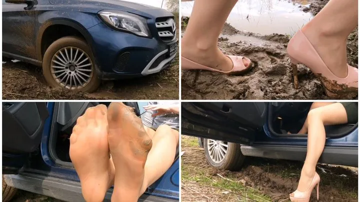 EXCLUSIVE AUTUMN STUCK IN MUD PREMIERE: Julia is in a trouble with Mercedes GLA