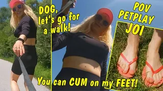 Little doggy, let's go for a walk! You can cum on my feet! POV pet play JOI by Tranny Mean Girl