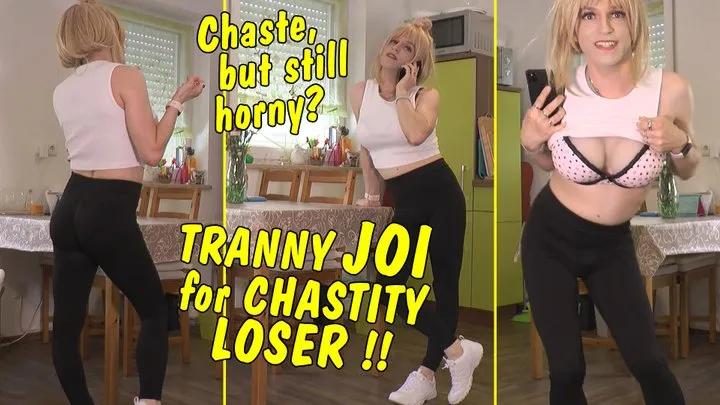 Chastity JOI from Tranny Girl for small penis Loser! Ruined Orgasm! GERMAN DEUTSCH