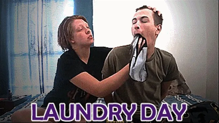 Venus & Demon in: Laundry Day For Lazy Roommate: Smell My Sour Panties And Clean Them With Your Mouth!