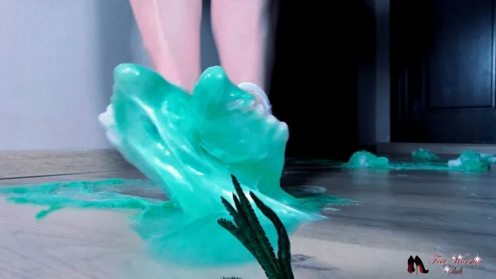 Maria gets stuck in puddles of glue and a slime monster tries to grab her legs