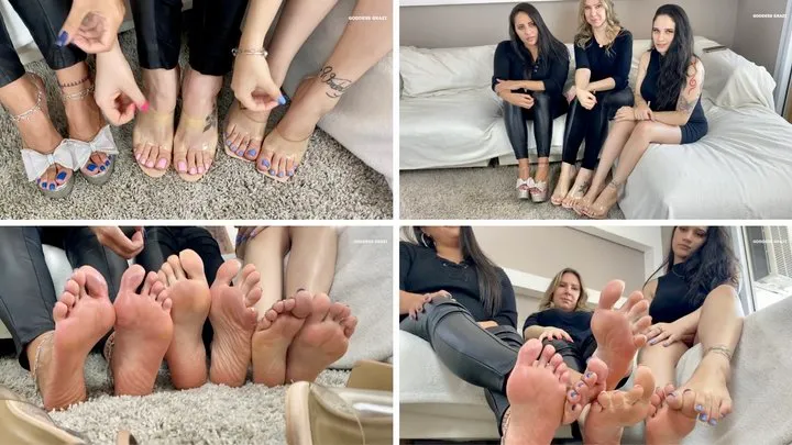 FOOT PARTIE - Goddess Grazi, Goddess Kiffa and Lana Noccioli in FEET JOI