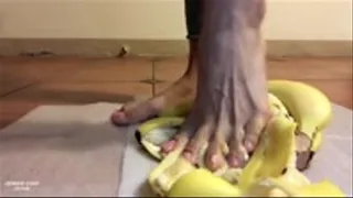Aimee Chu Barefoot Crushing And Trampling Bananas With Pink Toenails