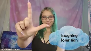 laughing loser sign