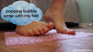 popping bubble wrap with my feet