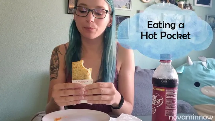 eating a hot pocket