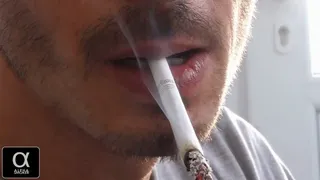 Smoking Marlboro Gold 100s USA closeup