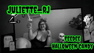 Juliette RJ Halloween Trick or Treat BBW Queen Eating Candy - FEEDERISM - EATING FOOD - MUKBANG - CLOSE UP