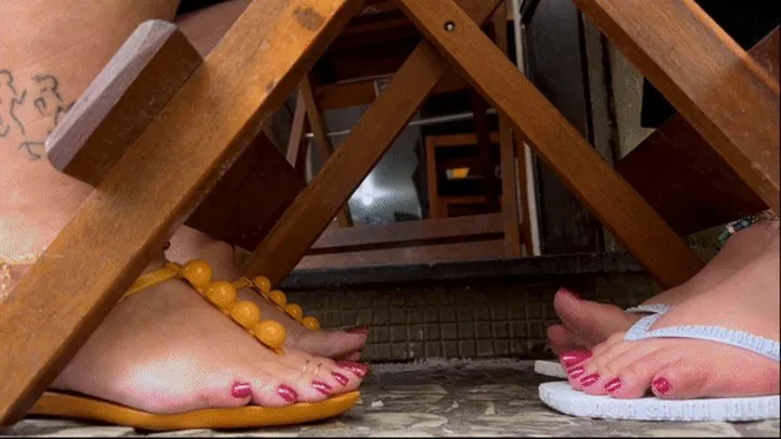 Juliette-RJ and Dolce Amaran on a feet celebration lunch - WRINKLED SOLES - TOE CURLING - FOOTSIE - FOOT TEASE - SOLES SCRUNCH - WRINKLED SOLES - CONSENSUAL CANDID - FOOT POV - EXHIBITION