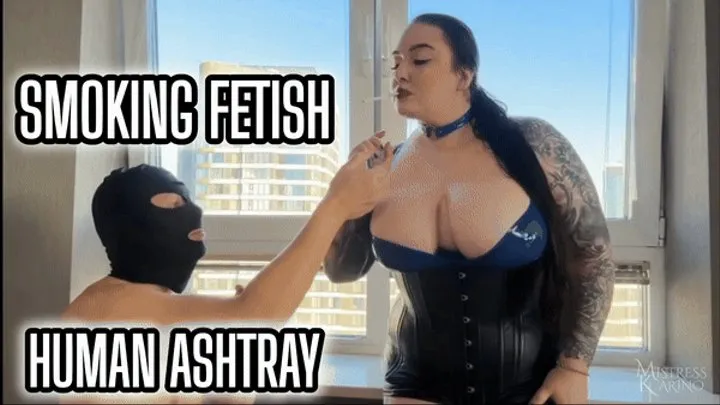 Latex Goddess smoking and using her human ashtray | Mistress Karino