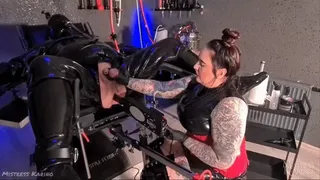 Milking draining and anal play with rubber slave - Part 2 Milking and fucking machine