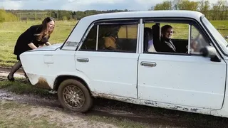 CAR STUCK Alena and Ksenya stuck in mud