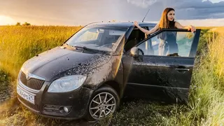 CAR STUCK Tanya Stuck in mud in high heels sandals