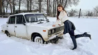 CAR STUCK Ellie got stuck in the snow after a snowstorm