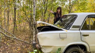 CAR CRUSH Maria crashes into trees and breaks them