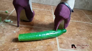 High heels crushing cucumber