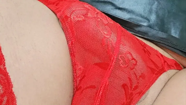 POV - Looking at my TRANS panty bulge while you watch me wank my shemale cock over you!