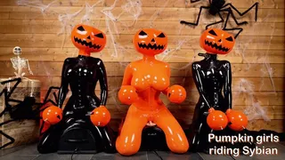 Pumpkin girls riding Sybian