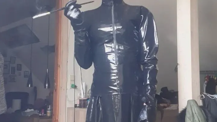 smoking latex cat ready for everything