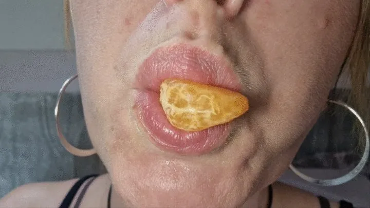 Orange slice swallow throat tease