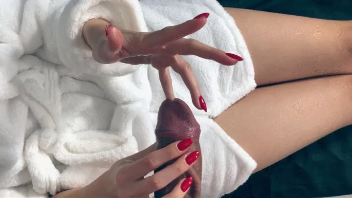 PEEHOLE PLAY HANDJOB WITH LONG RED NAILS