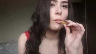 Sexy smoking and licking