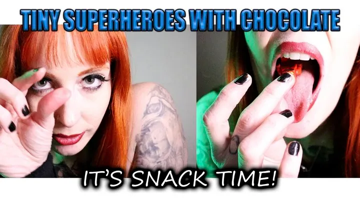 Giantess Mel Fire's snack time!