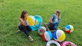 beauties inflate toys with their mouths