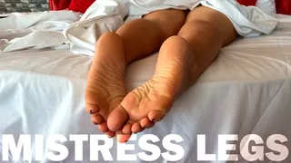 POV Morning tickling of Goddess bare soles on the bed