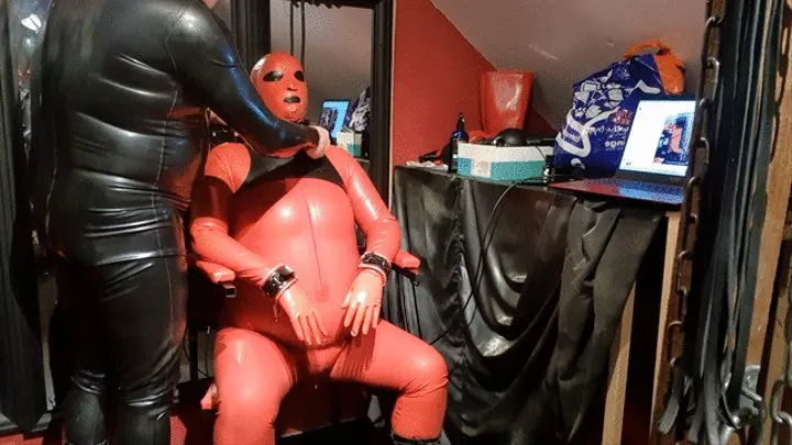 Red Rubber Chair Bondage Orgasms