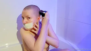 Gagged and Nipple-Clamped Head Shave