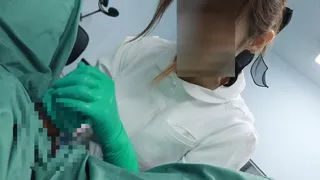 Rin, a Japanese nurse, gave a patient a hand job with latex gloves