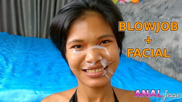 Blowjob and Facial for Asian Cumslut