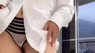 Lovely babe Ana Henao enjoys masturbating her wet pussy sweetly