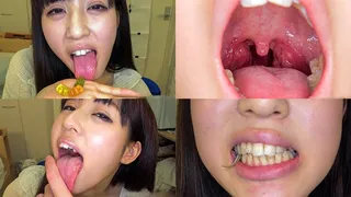 Rurika Ishihara - Showing inside her mouth, sucking fingers, swallowing gummy candys and dried sardines MOUT-06