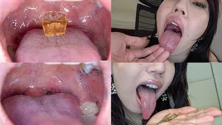 Rei Tokunaga - Showing inside her mouth, sucking fingers, swallowing gummy candys and dried sardines MOUT-08