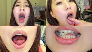 Mao Ito - Showing inside her mouth, sucking fingers, swallowing gummy candys and dried sardines MOUT-04