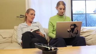 Horny lesbian blondes have hardcore fuck session on their desk at work